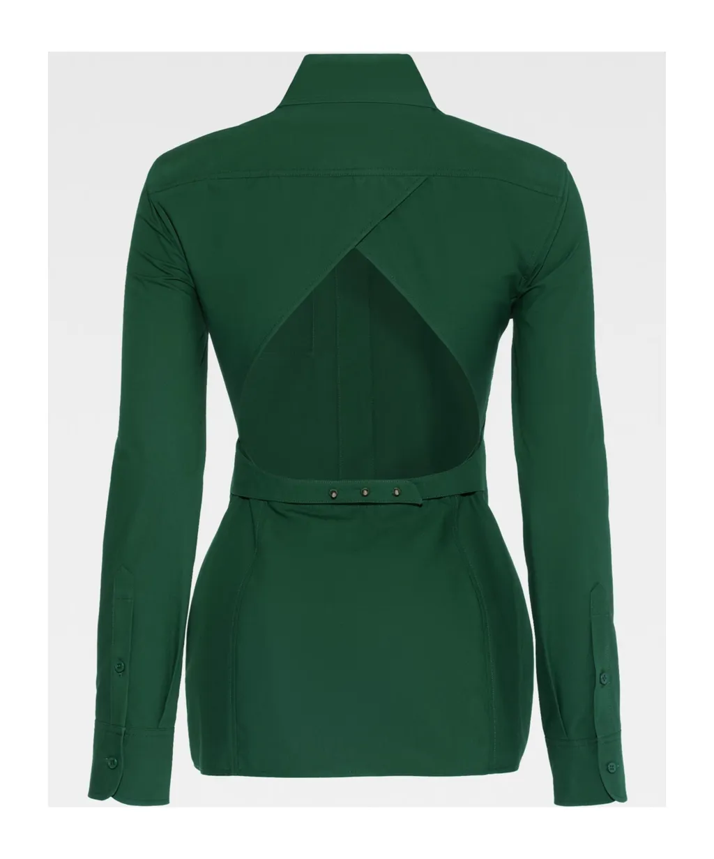A Shirt With A Pointed Collar And A Bare Back