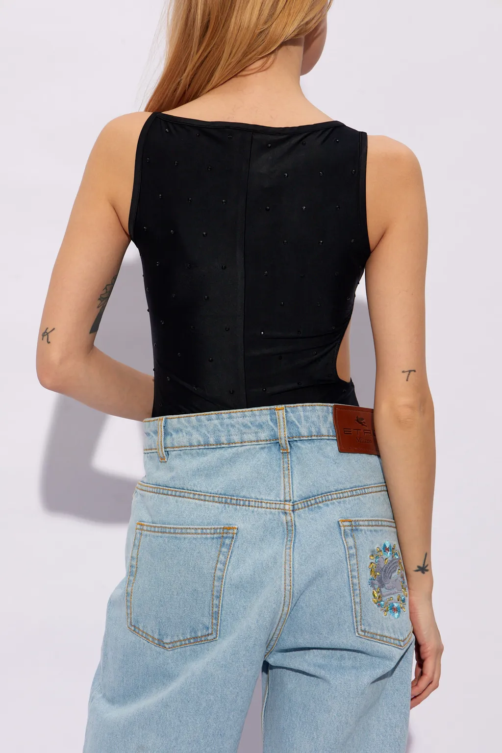 Versace Jeans Couture Logo Buckle Cut-Out Bodysuit