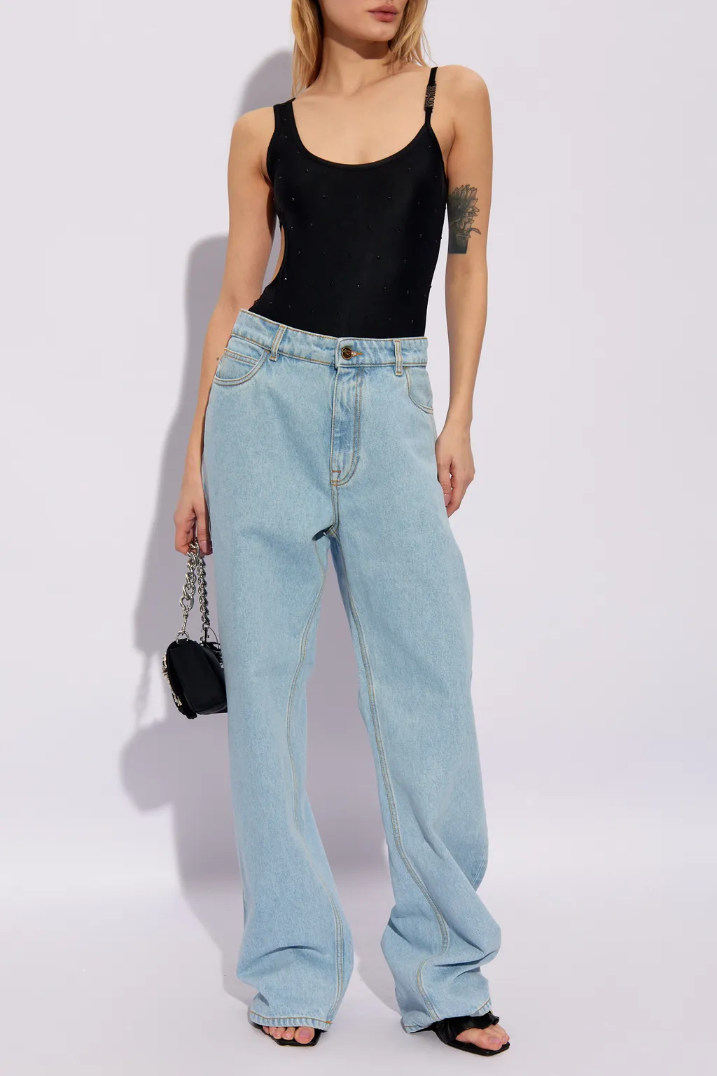 Versace Jeans Couture Logo Buckle Cut-Out Bodysuit