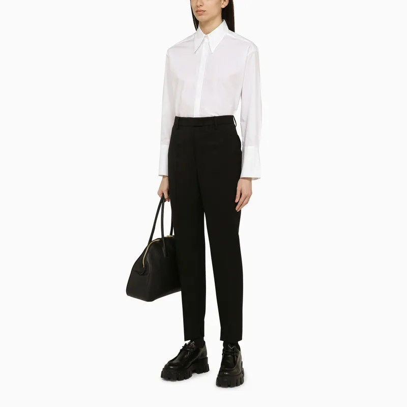 Prada Pleated Tapered-Leg Trousers