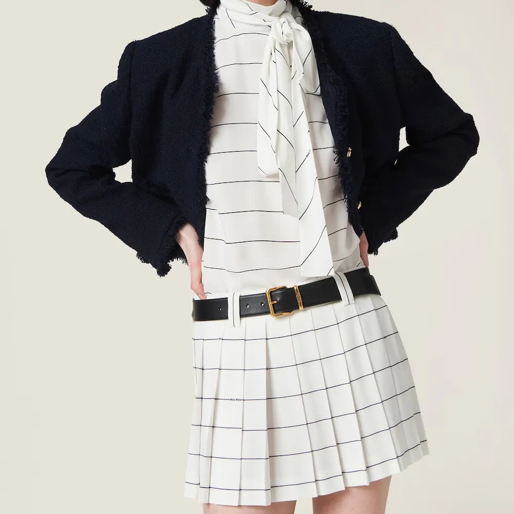 Miu Miu Stretched Pleated Mini Skirt