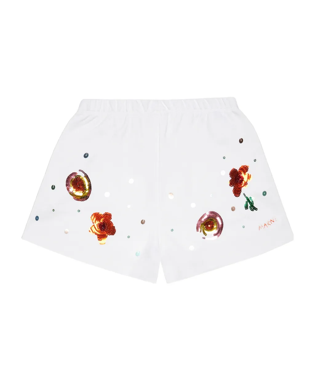 Marni Kids Sequinned Elasticated Waistband Fleece Shorts
