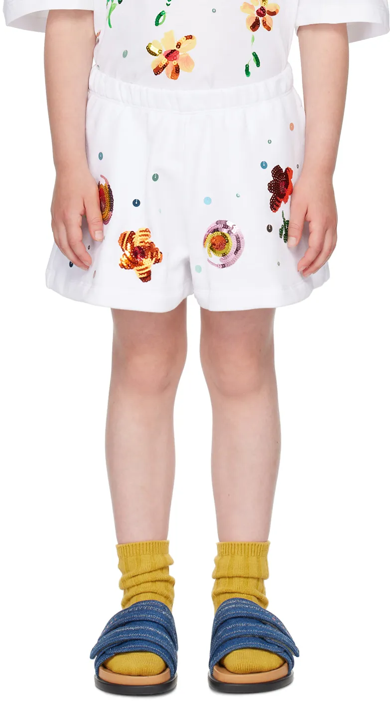 Marni Kids Sequinned Elasticated Waistband Fleece Shorts