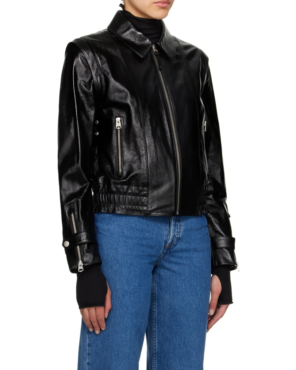 Leather Jacket With Zipper Front