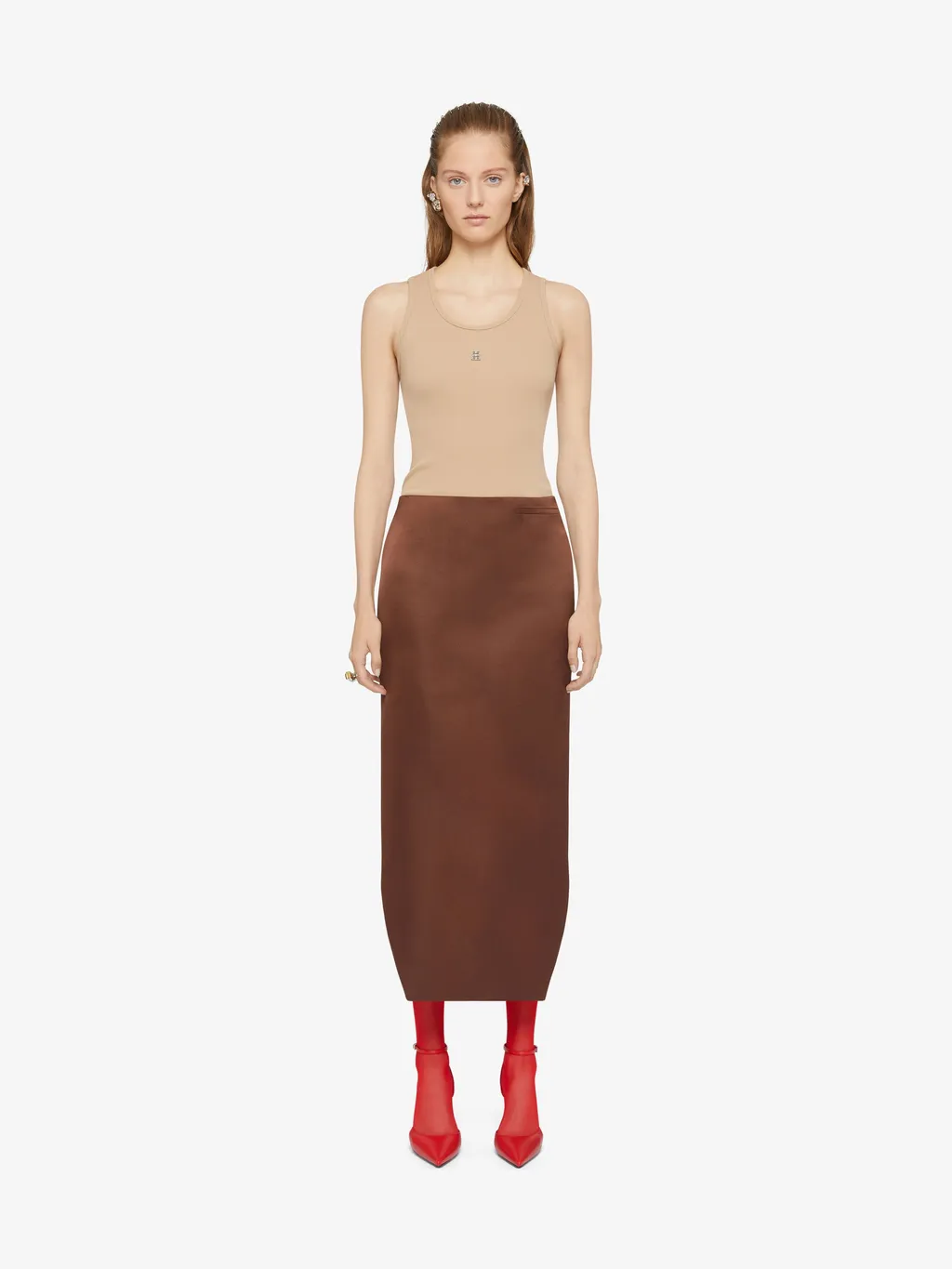 Asymmetric Skirt In Silk Satin Duchesse