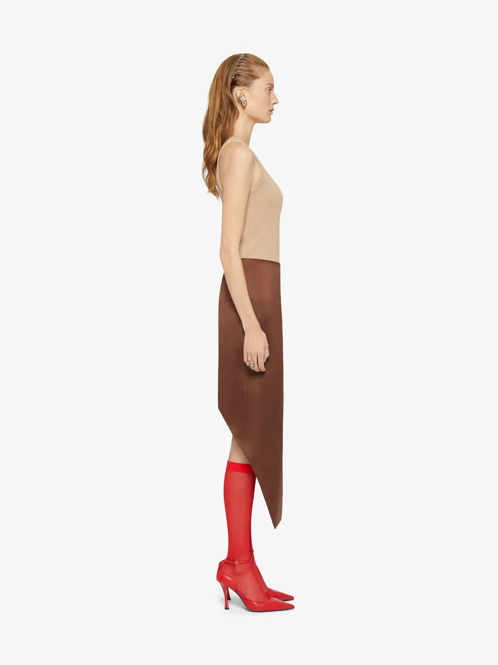 Asymmetric Skirt In Silk Satin Duchesse
