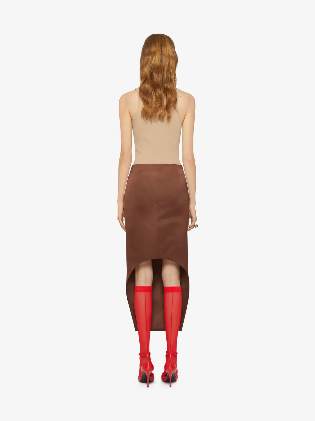 Asymmetric Skirt In Silk Satin Duchesse