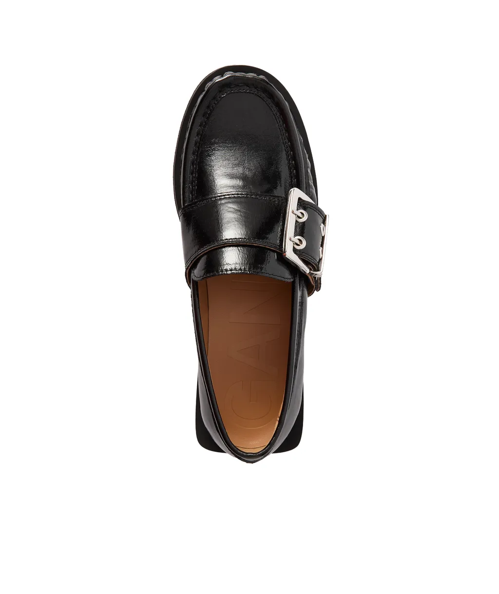 Black Feminine Buckle Loafers