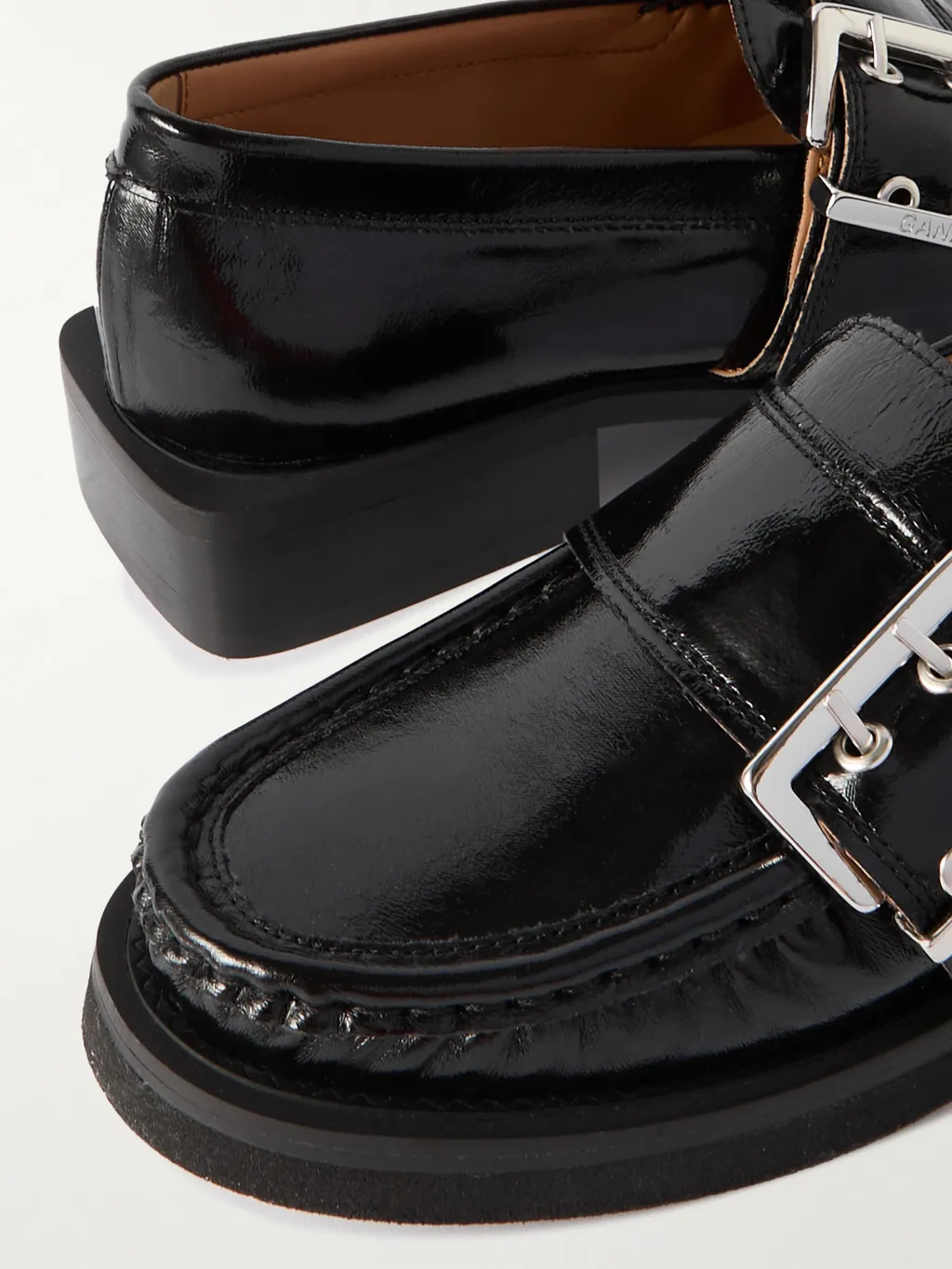 Black Feminine Buckle Loafers