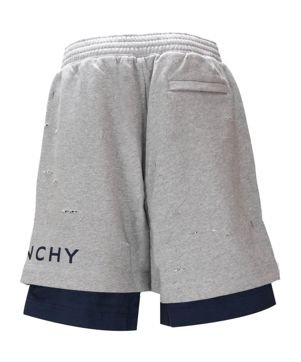 Givenchy Logo Printed Distressed Shorts