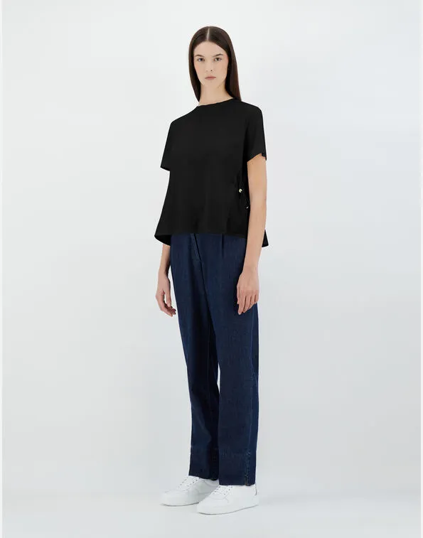 Herno Contrast-Panel Drawstring Waist T-Shirt