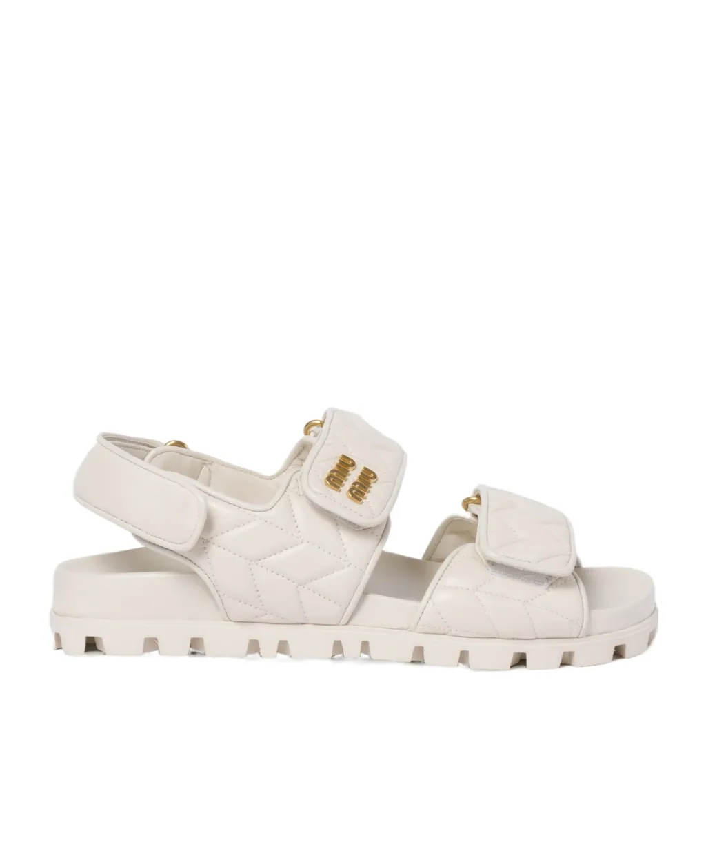 Miu Miu Logo-Lettering Quilted Sandals