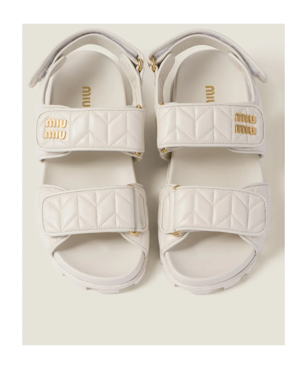 Miu Miu Logo-Lettering Quilted Sandals