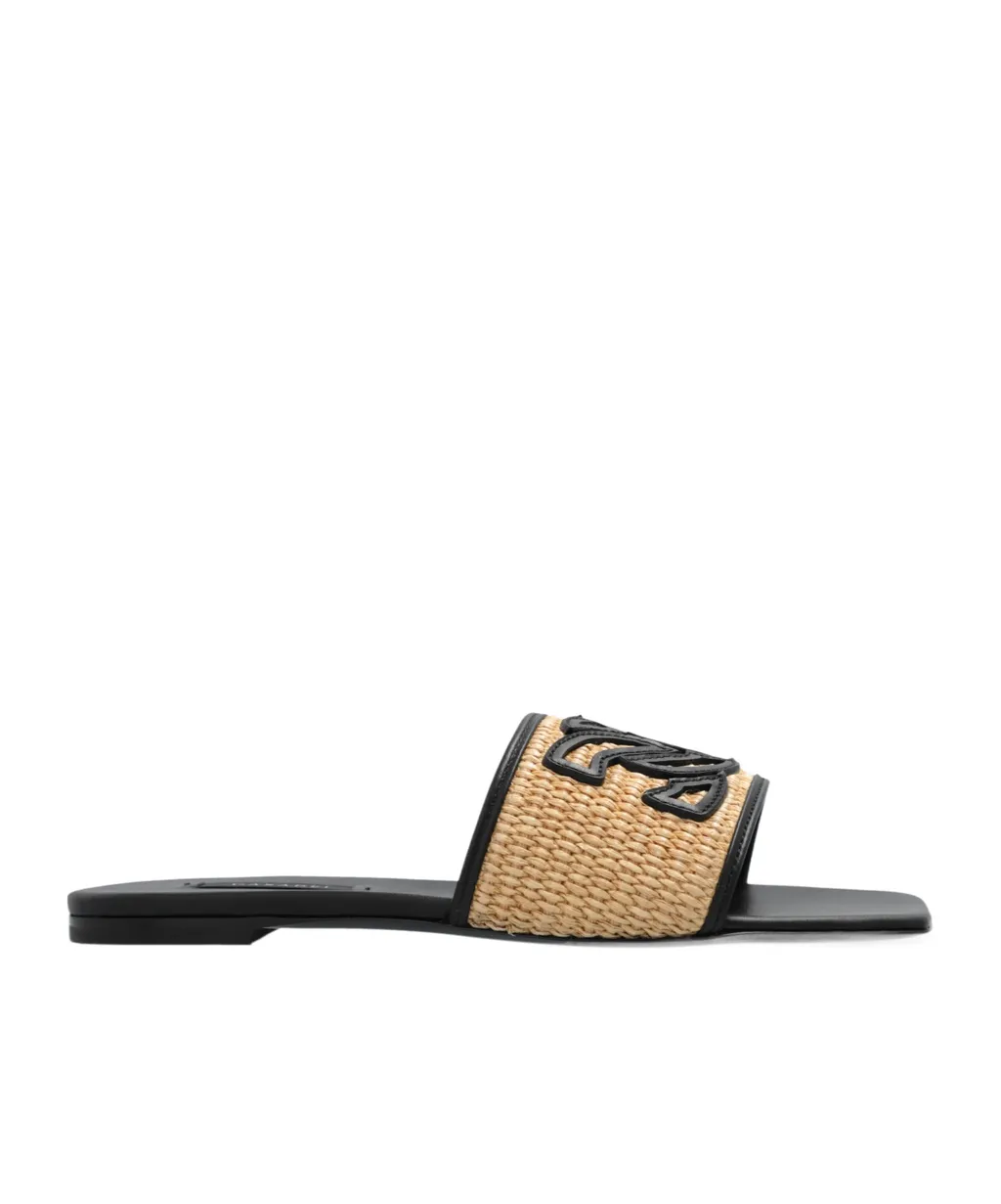 Casadei Portofino Logo-Patch Square-Toe Slides