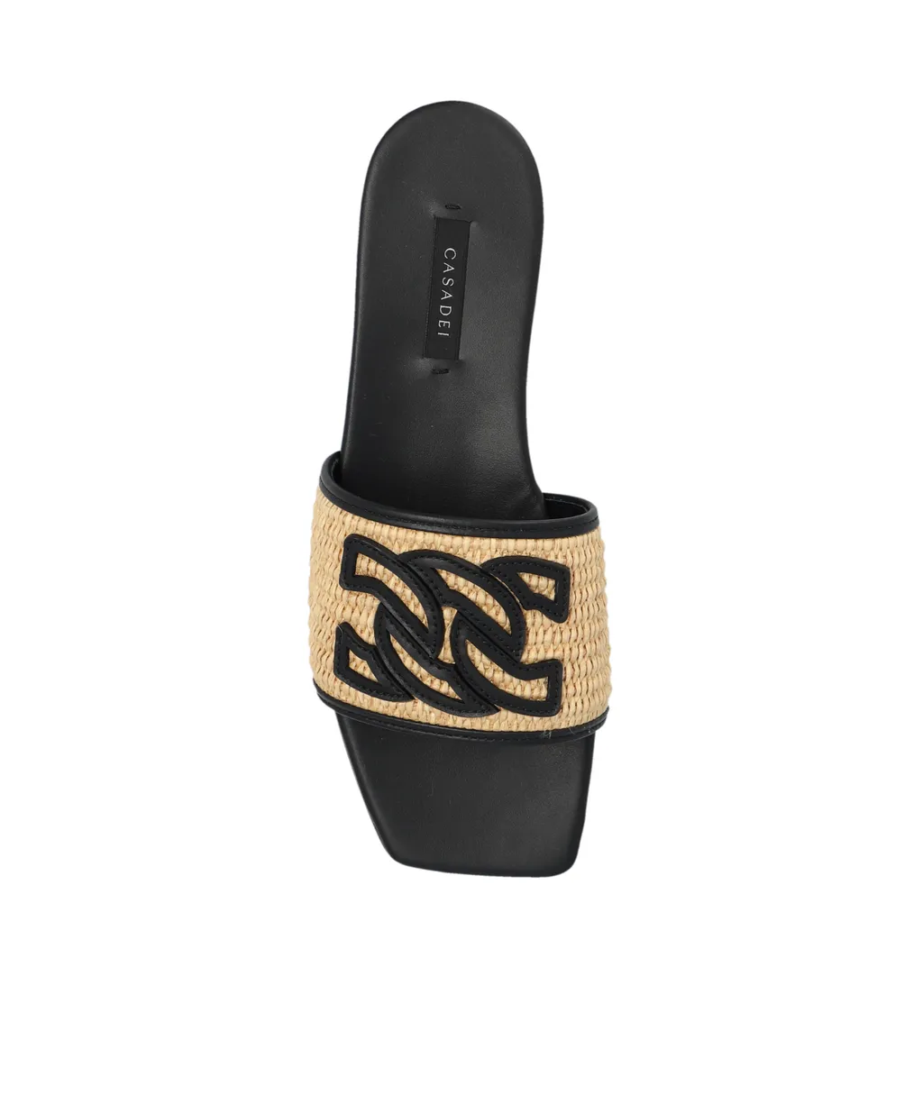 Casadei Portofino Logo-Patch Square-Toe Slides