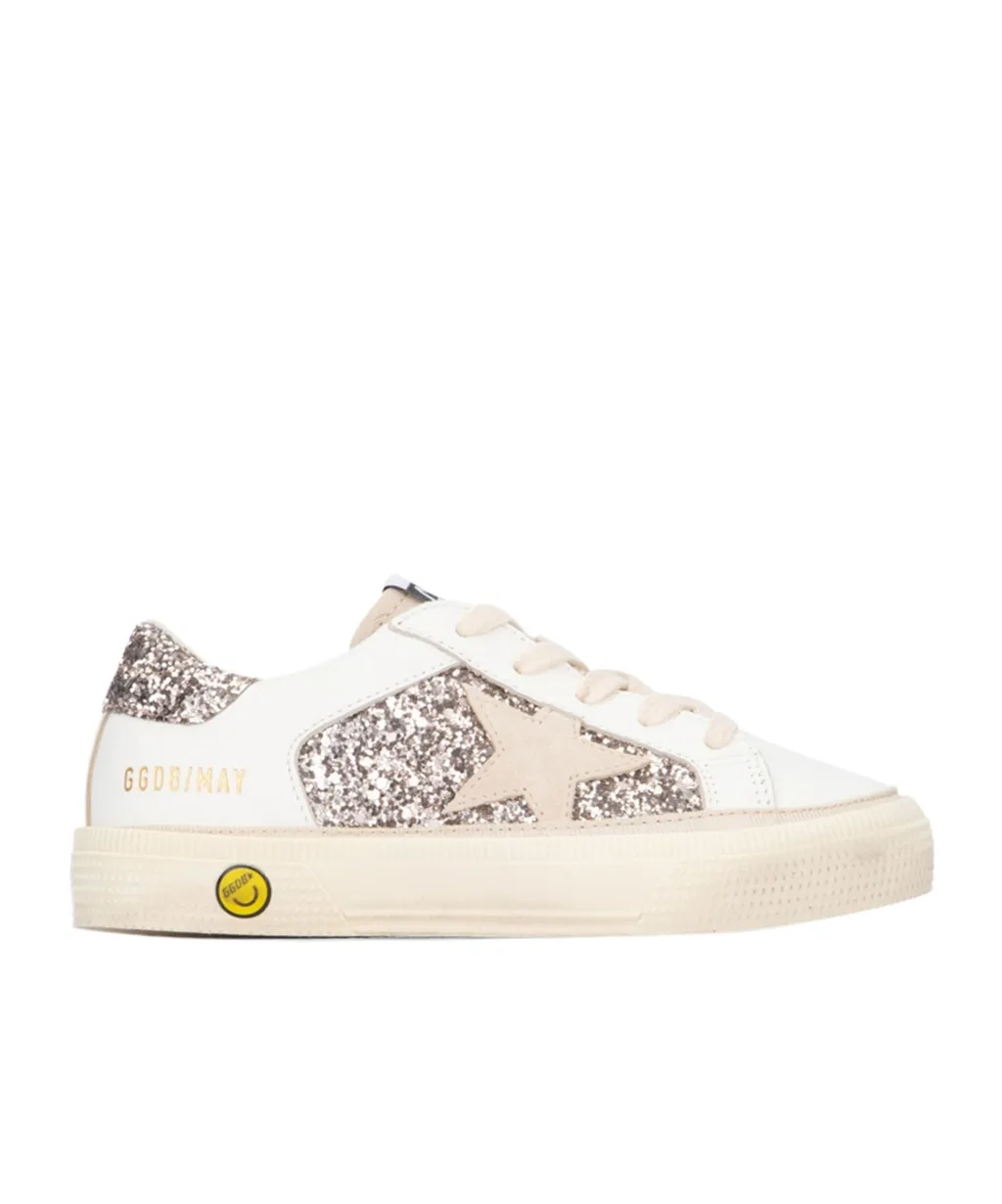 Golden Goose Kids Glitter-Detailed Round Toe Sneakers