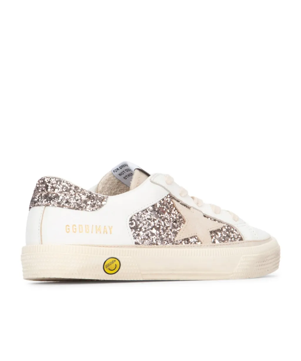 Golden Goose Kids Glitter-Detailed Round Toe Sneakers