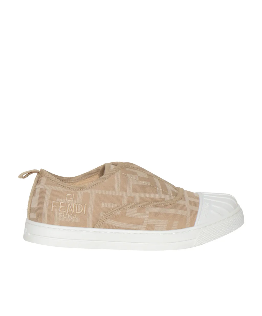 Fendi Kids Logo Embroidered Round Toe Sneakers