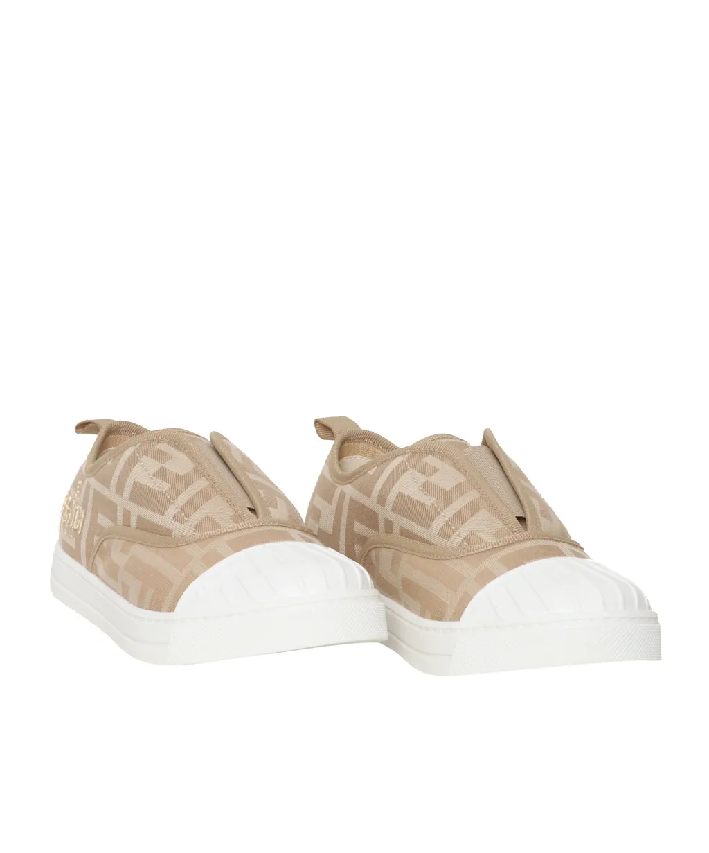 Fendi Kids Logo Embroidered Round Toe Sneakers