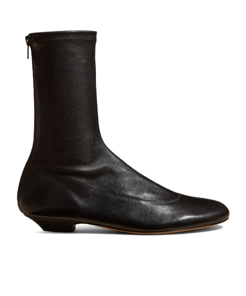 Khaite The Apollo Round Toe Ankle Boots