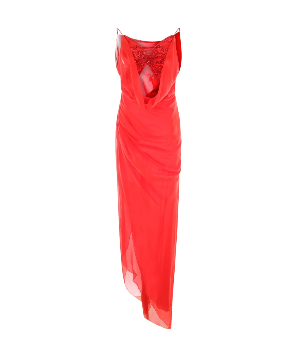 Butterfly Crepe Asymmetric Dress