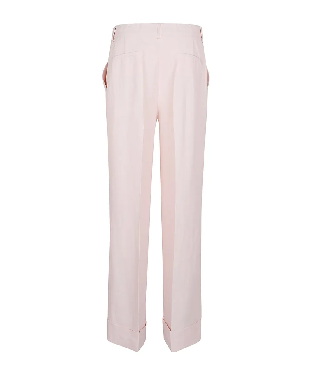 P.A.R.O.S.H. Wide-Leg Turned-Up Hem Trousers