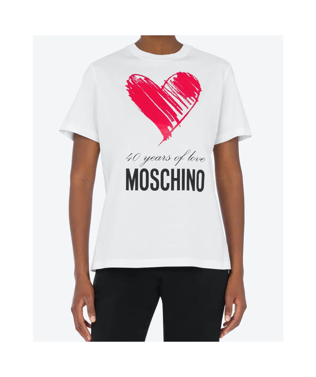 Moschino Heart-Motif Printed Crewneck T-Shirt