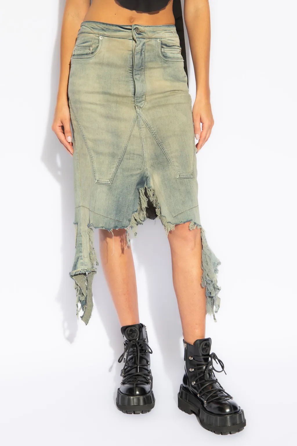 Rick Owens Drkshdw Slivered Midi Skirt