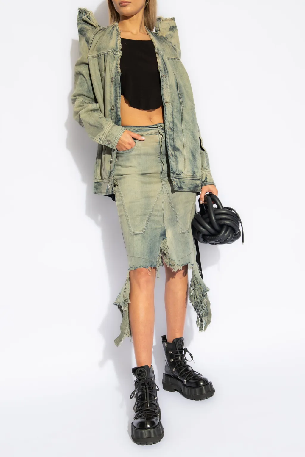 Rick Owens Drkshdw Slivered Midi Skirt