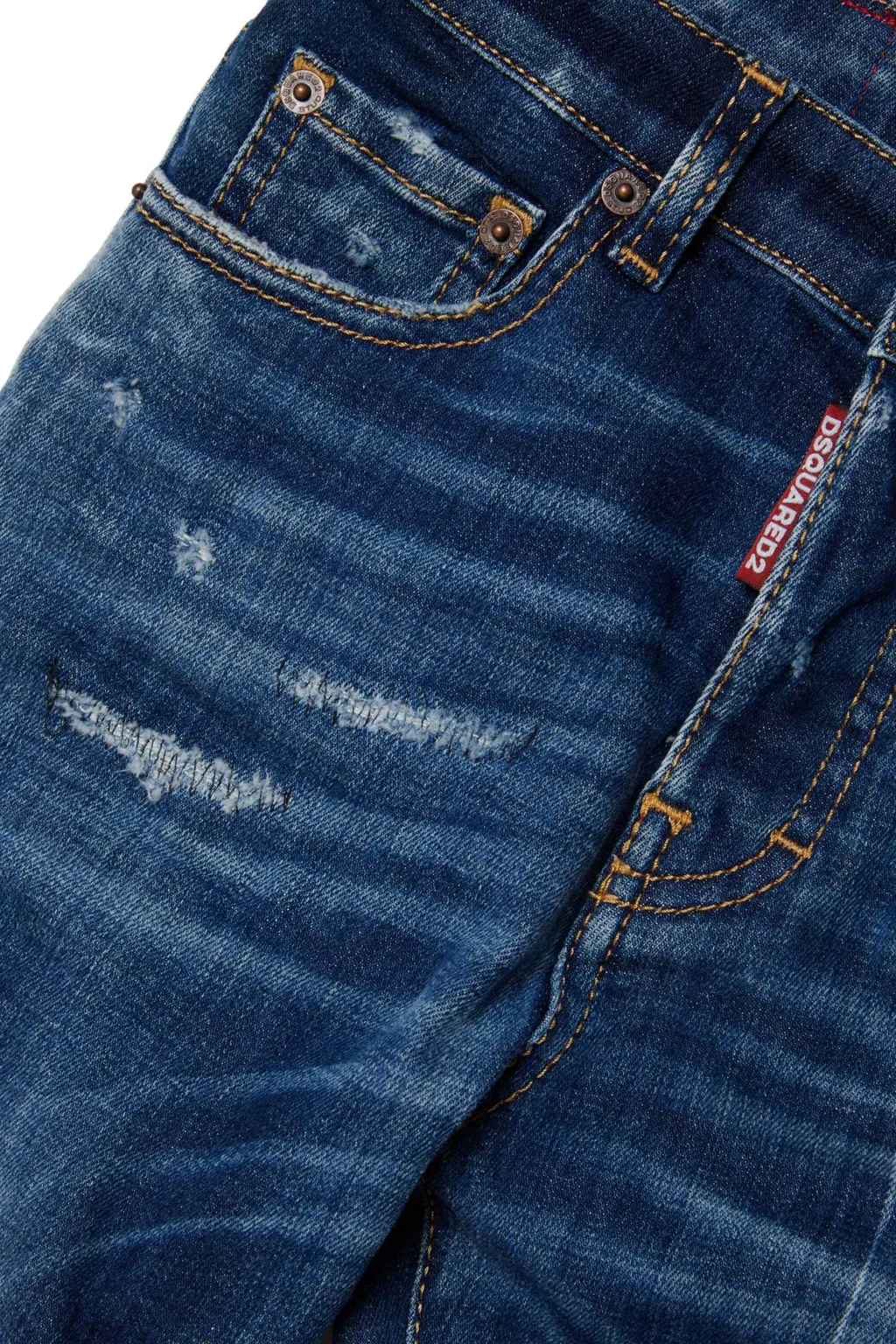Distressed-Effect Straight-Leg Jeans