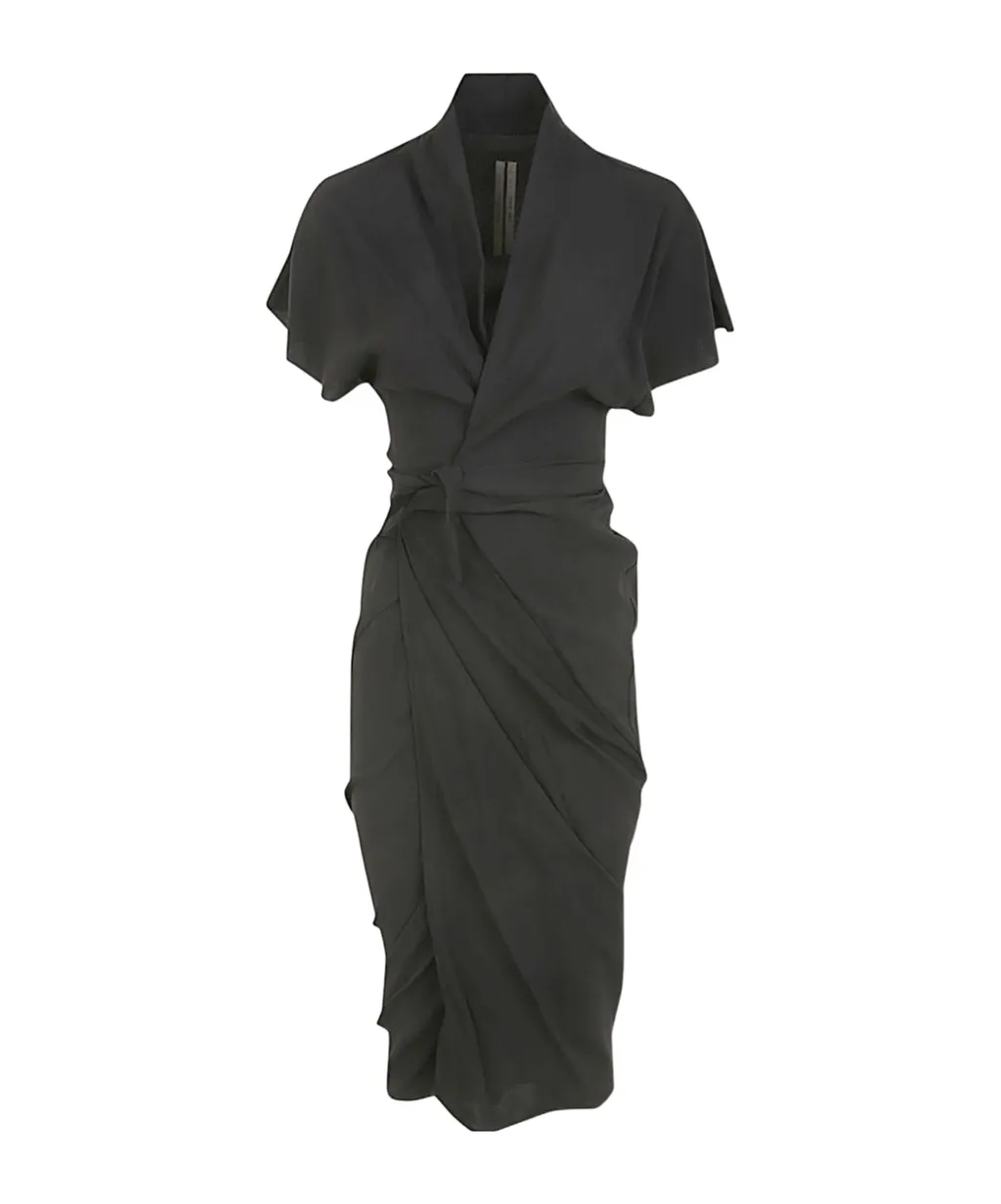 V-Neck Wrap Midi Dress