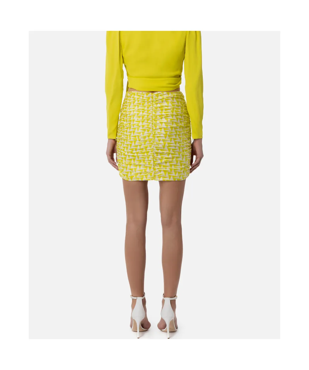 Elisabetta Franchi Graphic Printed Draped Mini Skirt