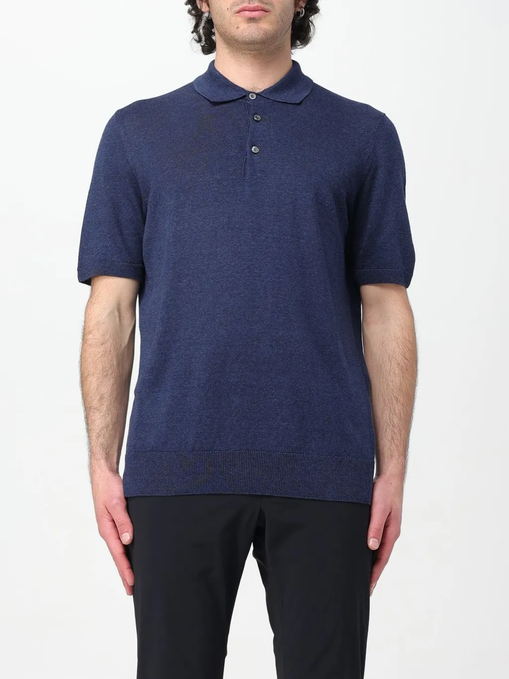 Cotton-Linen Knit Polo Shirt