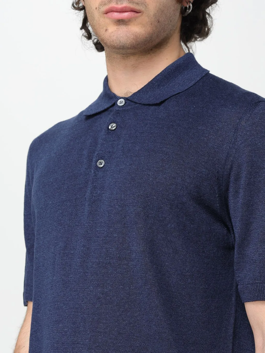 Cotton-Linen Knit Polo Shirt
