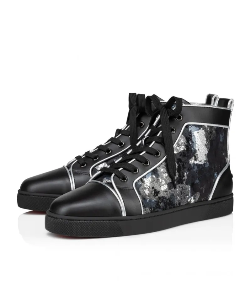 Graphic-Print Leather Boots