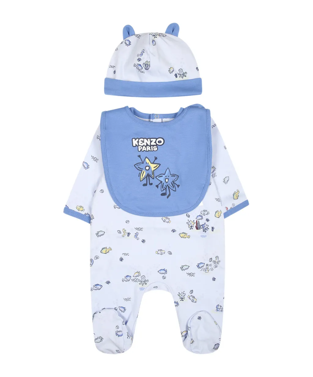 Logo Jumpsuit Hat Bib Set