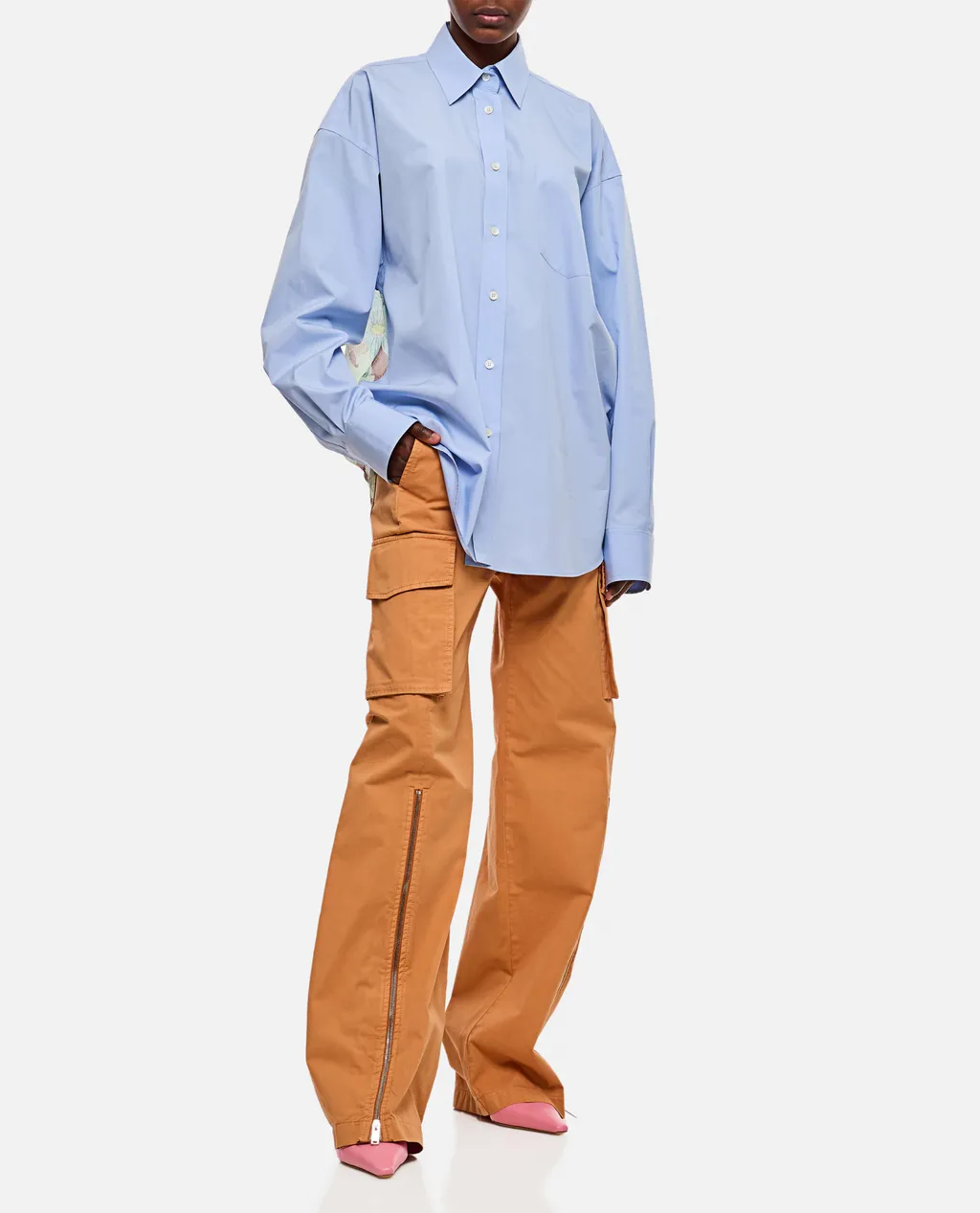 Stella Mccartney Straight-Leg Ankle-Zip Cargo Pants