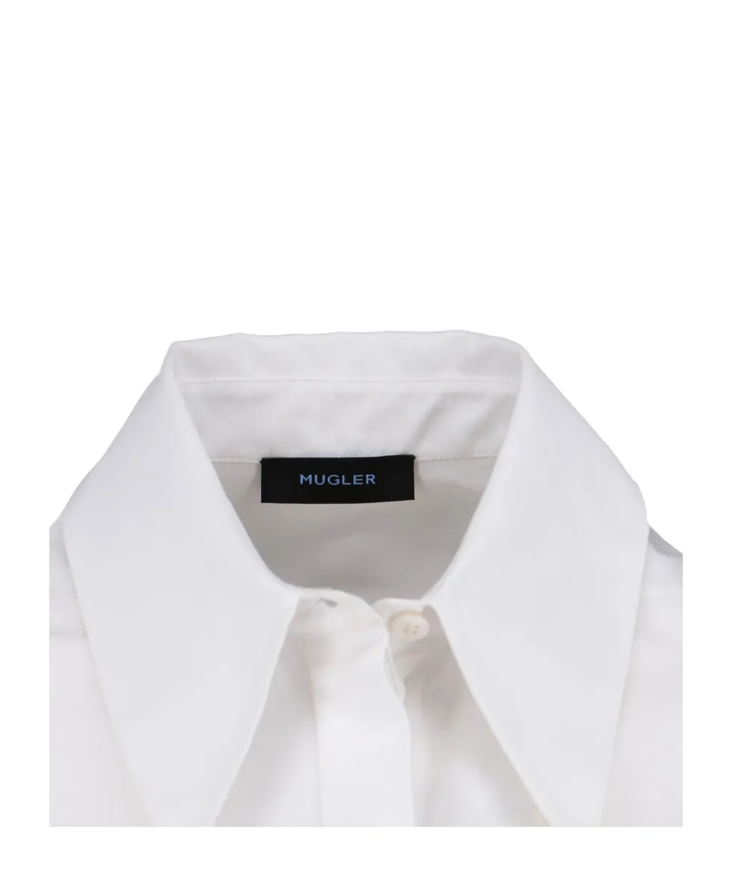 Mugler Ruched Corset-Waist Shirt