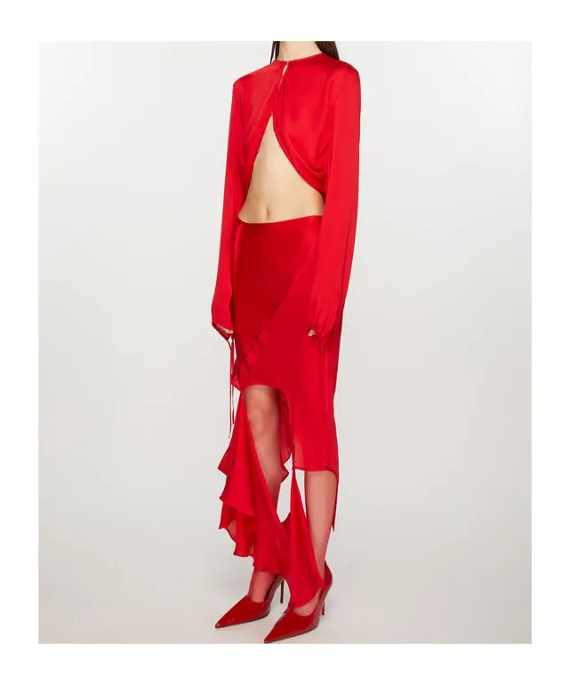 Cut-Out Silk Maxi Skirt
