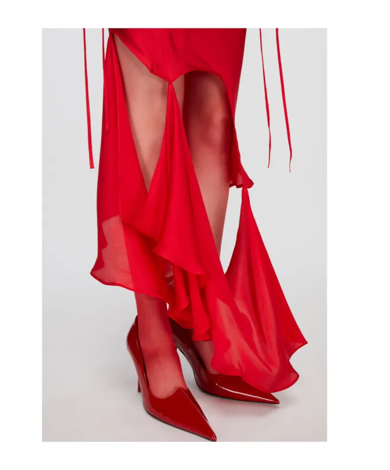 Cut-Out Silk Maxi Skirt