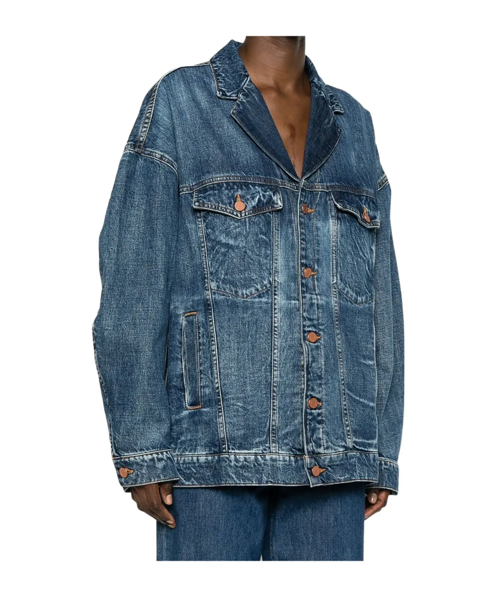 Lapel Long-Sleeved Denim Coat