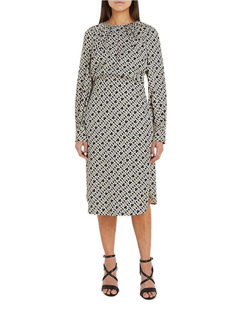 Monogram-Print Midi Dress