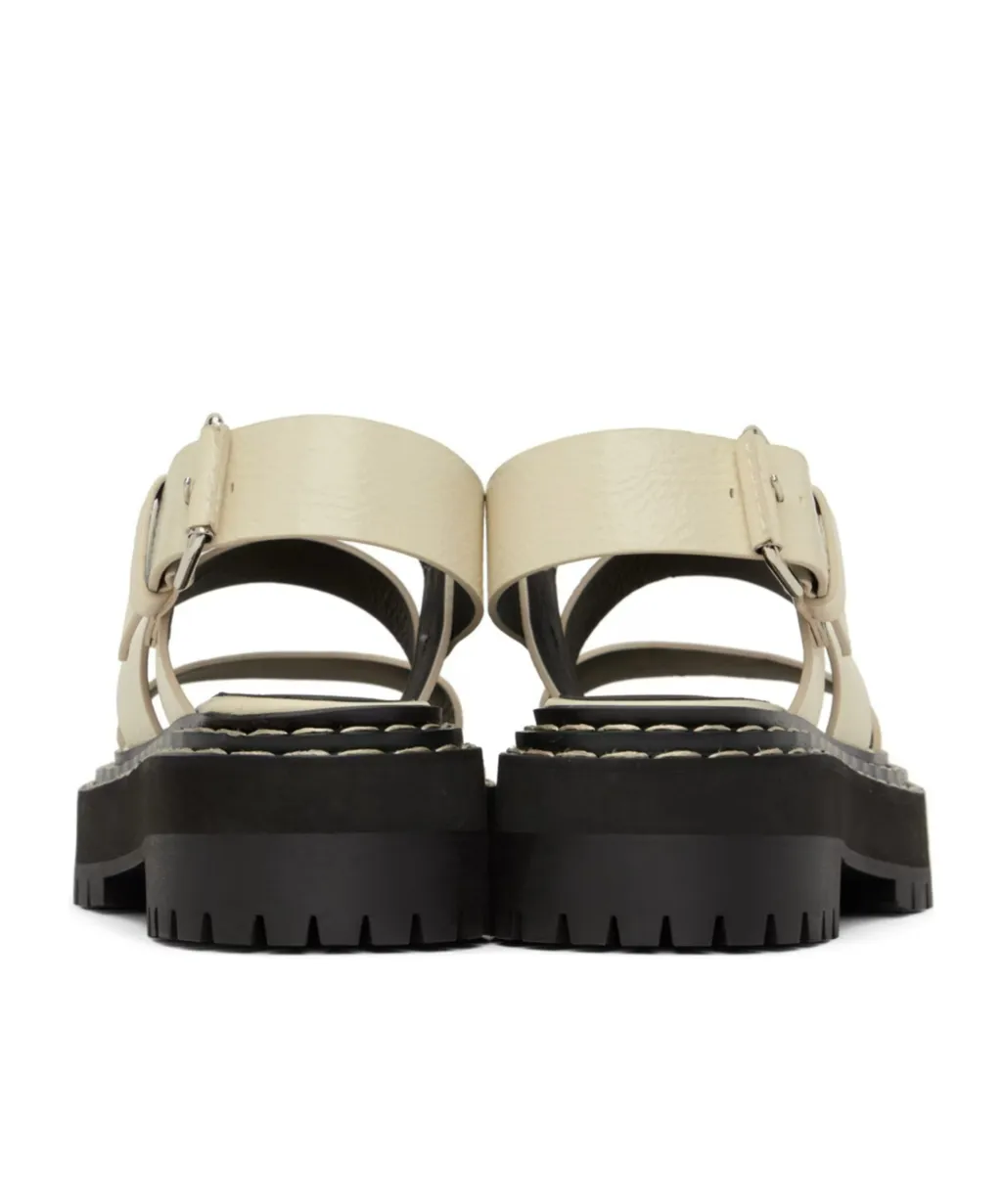 Stitch Details Open-Toed High-Heeled Sandals