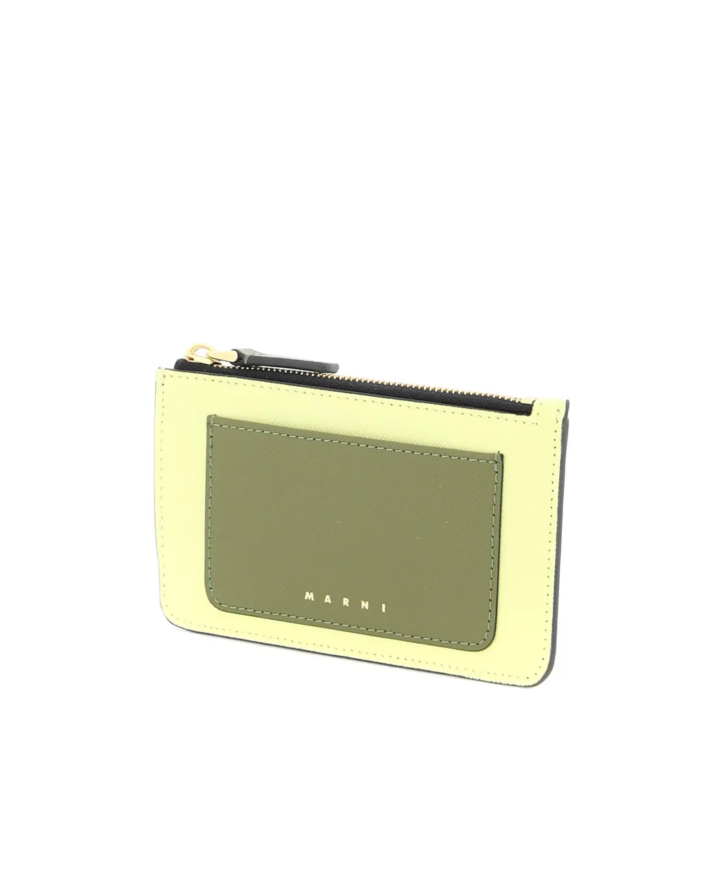 Marni Saffiano Logo Printed Card Case