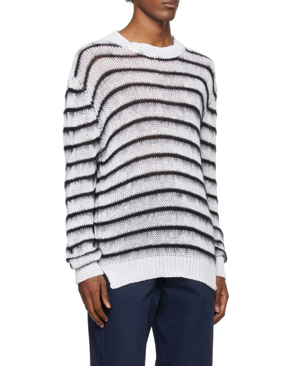 Striped Open-Knit Jumper
