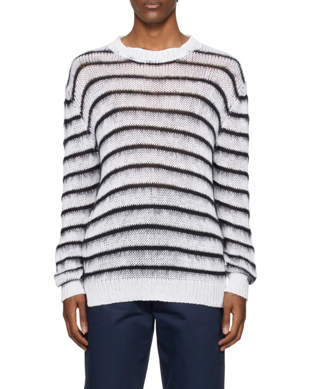 Striped Open-Knit Jumper