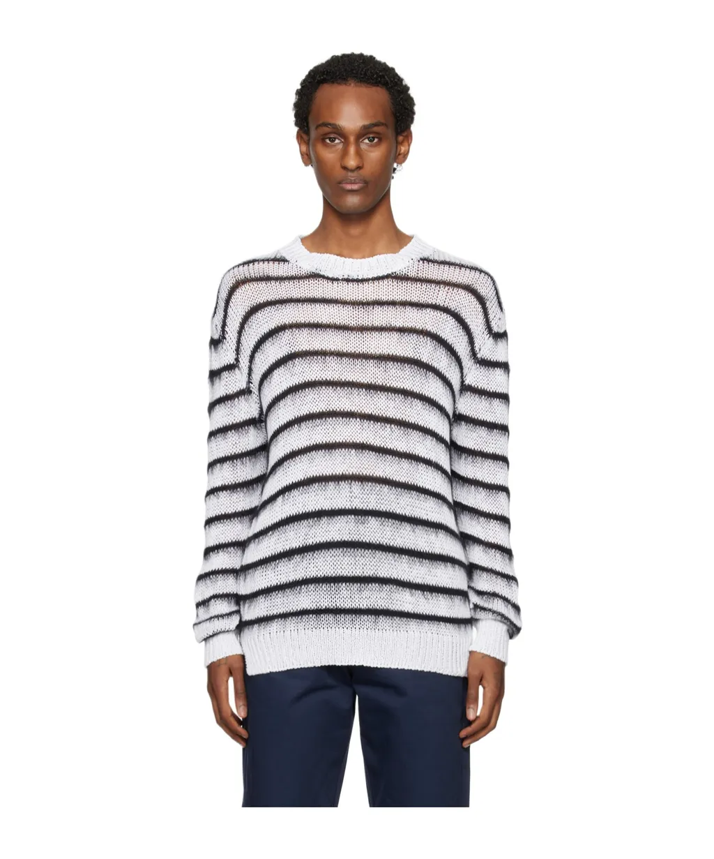 Striped Open-Knit Jumper