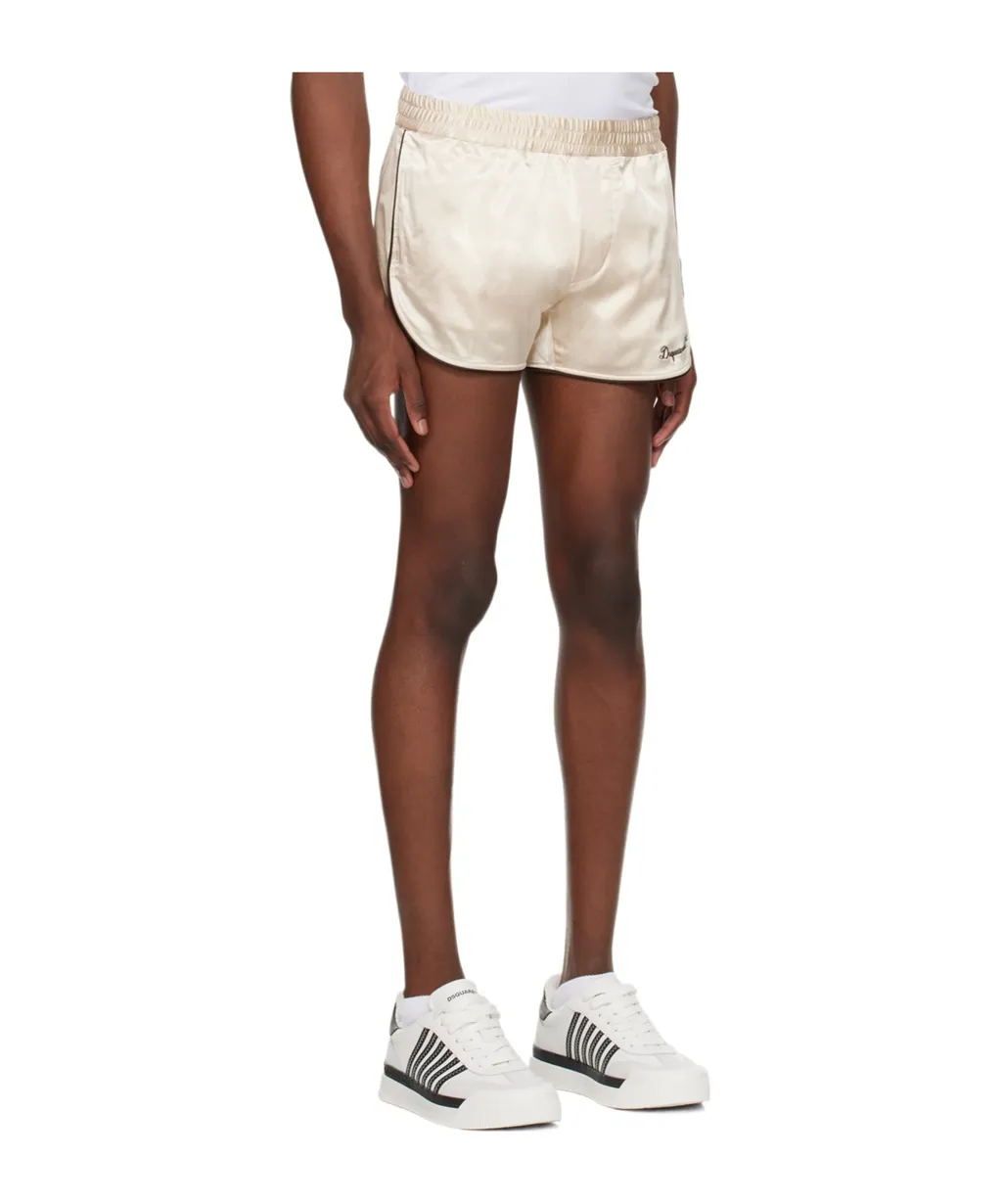 Elastic Waist And Curved Hem Shorts