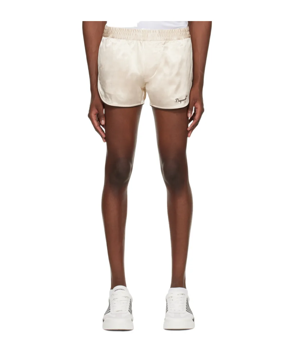 Elastic Waist And Curved Hem Shorts