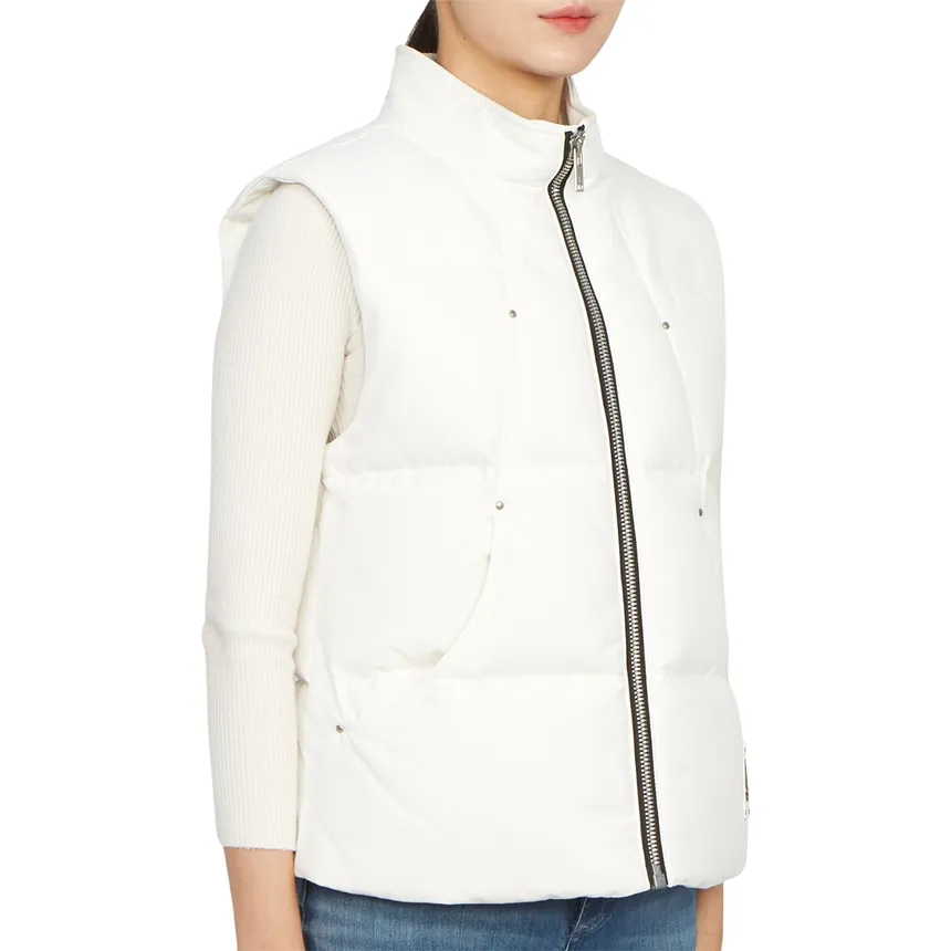 Down Vest With Standing Neck